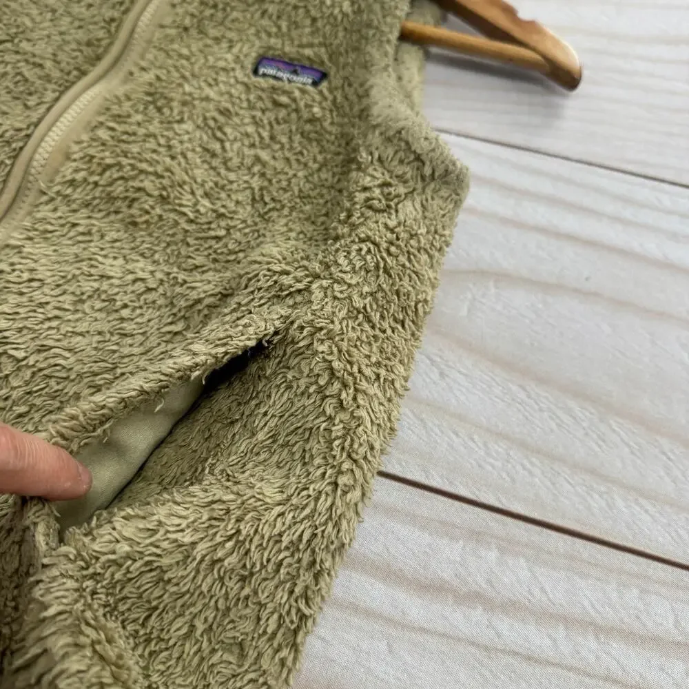 Patagonia Los Gatos Kids Girls Size Large 12 Sherpa Fleece Fuzzy Vest Tan